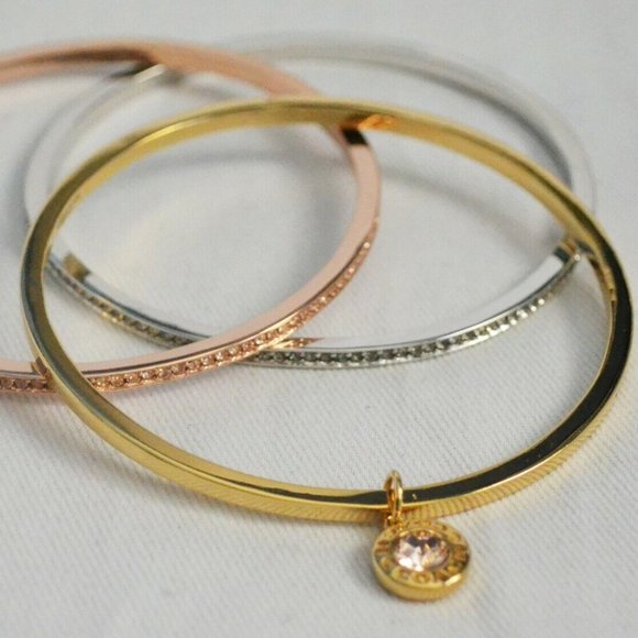 Coach 3pc Multi-Color Pave Box Bangle Bracelet Set F37602 NWT - Picture 2 of 6